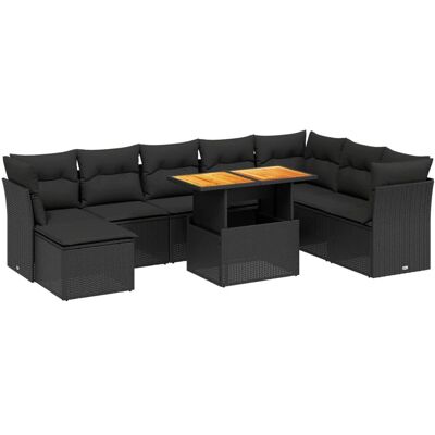 VidaXL Outdoor Möbel Set - Schwarz - Garten Sofa, Tisch, Kissen VidaXL Outdoor Möbel Set - Schwarz - Garten Sofa, Tisch, Kissen