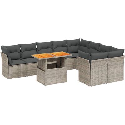 vidaXL Gartenmöbel-Set - Grau - Garten-Sofa, Tisch, Kissen vidaXL Gartenmöbel-Set - Grau - Garten-Sofa, Tisch, Kissen
