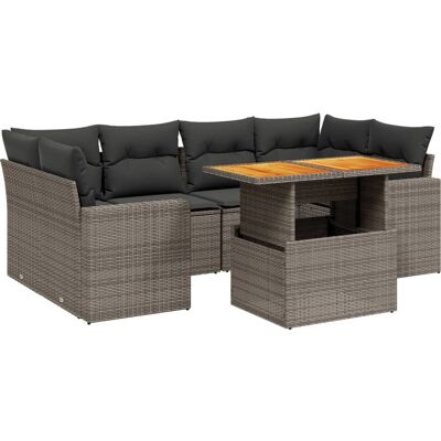 vidaXL 7-tlg. Garten-Sofagarnitur mit Kissen - Grau - Modell 3271214 vidaXL 7-tlg. Garten-Sofagarnitur mit Kissen - Grau - Modell 3271214