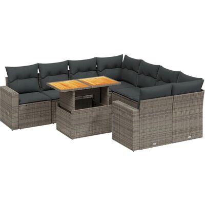 vidaXL Gartenmöbel-Set - Grau - Modular, Verstellbarer Tisch vidaXL Gartenmöbel-Set - Grau - Modular, Verstellbarer Tisch