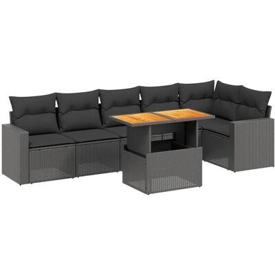 vidaXL Garten-Sofagarnitur mit Kissen - Schwarz - Poly Rattan vidaXL Garten-Sofagarnitur mit Kissen - Schwarz - Poly Rattan