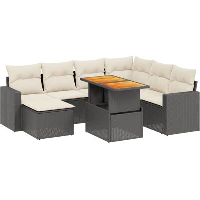 vidaXL 8-tlg. Garten-Sofagarnitur - Schwarz, Modulär, Höhenverstellbarer Tisch vidaXL 8-tlg. Garten-Sofagarnitur - Schwarz, Modulär, Höhenverstellbarer Tisch