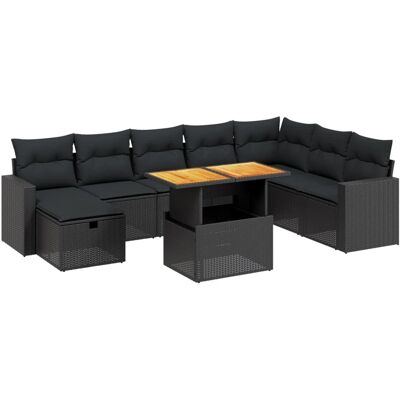 vidaXL 9-tlg. Garten-Sofagarnitur Schwarz - Poly Rattan vidaXL 9-tlg. Garten-Sofagarnitur Schwarz - Poly Rattan