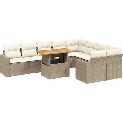vidaXL Gartenlounge - 10-tlg. Gartenmöbel Beige vidaXL Gartenlounge - 10-tlg. Gartenmöbel Beige