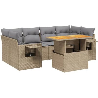 vidaXL 7-tlg. Garten-Sofagarnitur - Langlebiges PE-Rattan, Modular, Höhenverstellbar vidaXL 7-tlg. Garten-Sofagarnitur - Langlebiges PE-Rattan, Modular, Höhenverstellbar