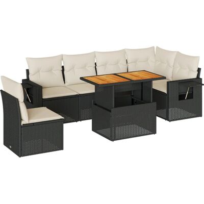 vidaXL 7-tlg. Garten-Sofagarnitur mit Kissen Schwarz - Modular, Verstellbar vidaXL 7-tlg. Garten-Sofagarnitur mit Kissen Schwarz - Modular, Verstellbar