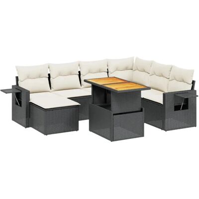 vidaXL 8-tlg. Garten-Sofagarnitur mit Kissen - Schwarz und Creme vidaXL 8-tlg. Garten-Sofagarnitur mit Kissen - Schwarz und Creme