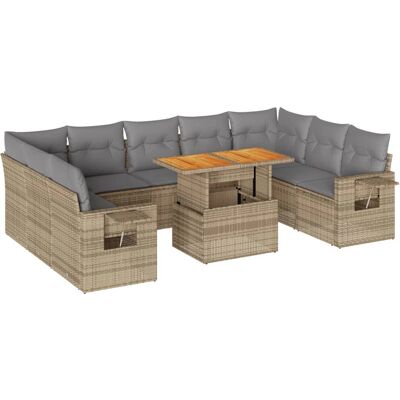 vidaXL 10-Teiliges Gartenmöbelset - Beige - Sofa & Tisch vidaXL 10-Teiliges Gartenmöbelset - Beige - Sofa & Tisch