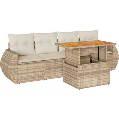 VidaXL Gartenmöbel-Set - Beige, Kissen, Verstellbarer Tisch VidaXL Gartenmöbel-Set - Beige, Kissen, Verstellbarer Tisch