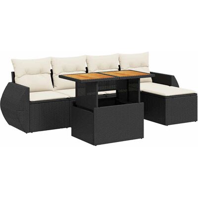 VidaXL Gartenmöbel-Set - Schwarz - 6-teilig, Modular VidaXL Gartenmöbel-Set - Schwarz - 6-teilig, Modular