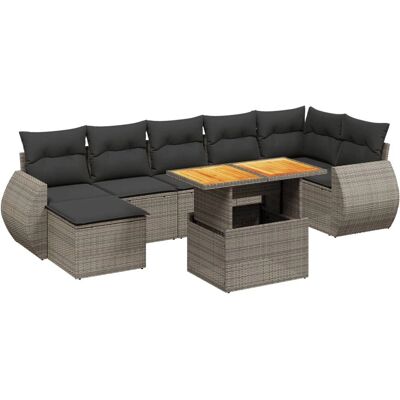 VidaXL Outdoor Möbelset - Grau, Verstellbarer Tisch, Kissen VidaXL Outdoor Möbelset - Grau, Verstellbarer Tisch, Kissen