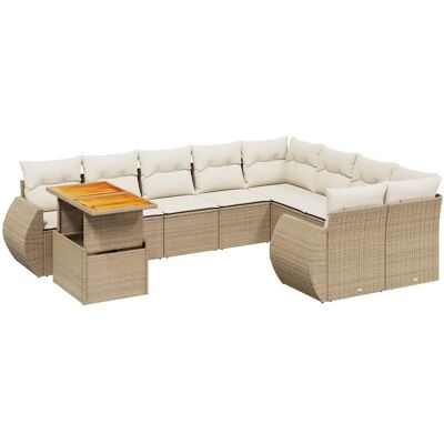 vidaXL 10-Tlg. Garten-Sofagarnitur Mit Kissen Poly Rattan - Beige - Tisc - Gartenmöbel-Set vidaXL 10-Tlg. Garten-Sofagarnitur Mit Kissen Poly Rattan - Beige - Tisc - Gartenmöbel-Set