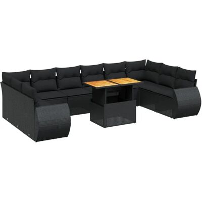 vidaXL 11-tlg. Garten-Sofagarnitur mit Kissen Schwarz vidaXL 11-tlg. Garten-Sofagarnitur mit Kissen Schwarz
