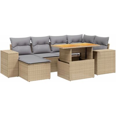 vidaXL Gartenmöbel-Set - 7-tlg. Gartensofa, Kissen, Poly Rattan vidaXL Gartenmöbel-Set - 7-tlg. Gartensofa, Kissen, Poly Rattan