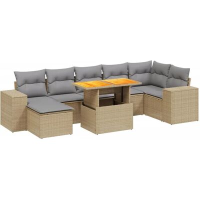 vidaXL 8-Tlg. Garten-Sofagarnitur Mit Kissen Schwarz Poly Rattan Farbe: Beige und Hel vidaXL 8-Tlg. Garten-Sofagarnitur Mit Kissen Schwarz Poly Rattan Farbe: Beige und Hel