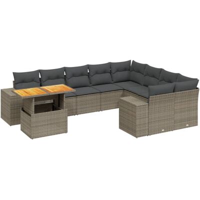 vidaXL 10-tlg. Garten-Sofagarnitur mit Kissen, Grau vidaXL 10-tlg. Garten-Sofagarnitur mit Kissen, Grau