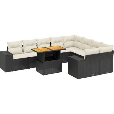 vidaXL Gartenmöbel-Set - Schwarz, 10-tlg., Poly Rattan vidaXL Gartenmöbel-Set - Schwarz, 10-tlg., Poly Rattan