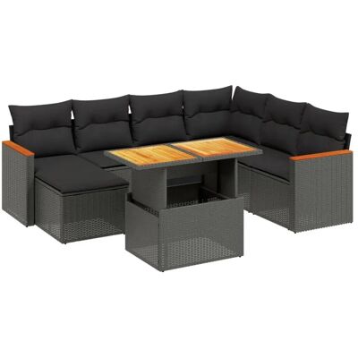 VidaXL Schwarzes Gartenmöbel-Set - Sofas und Tisch VidaXL Schwarzes Gartenmöbel-Set - Sofas und Tisch