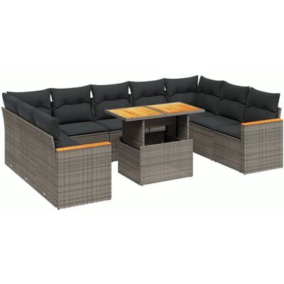vidaXL 10-tlg. Garten-Sofagarnitur - Grau - Mit Kissen vidaXL 10-tlg. Garten-Sofagarnitur - Grau - Mit Kissen