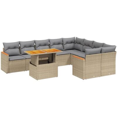 vidaXL Gartenmöbel-Set - Beige und Grau - Garten-Sofagarnitur vidaXL Gartenmöbel-Set - Beige und Grau - Garten-Sofagarnitur