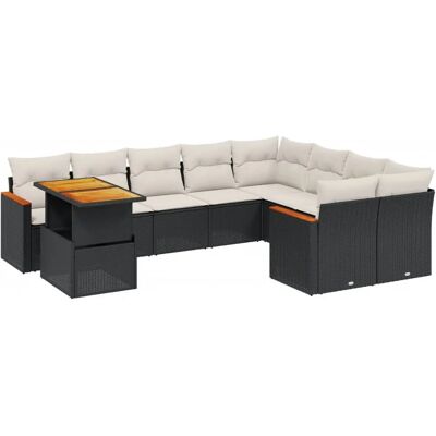 vidaXL 10-tlg. Garten-Sofagarnitur mit Kissen Schwarz - Poly Rattan vidaXL 10-tlg. Garten-Sofagarnitur mit Kissen Schwarz - Poly Rattan