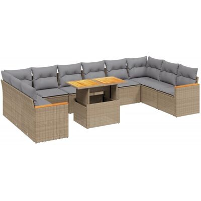 vidaXL 11-tlg. Garten-Sofagarnitur mit Kissen - Schwarz Poly Rattan vidaXL 11-tlg. Garten-Sofagarnitur mit Kissen - Schwarz Poly Rattan