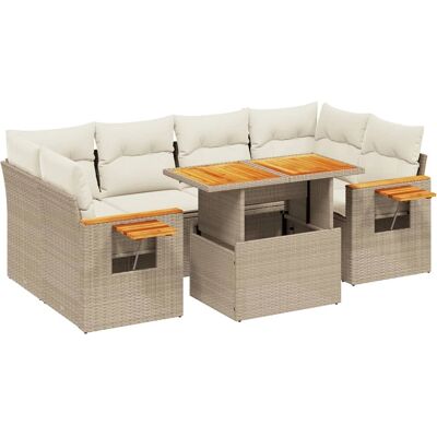 vidaXL Gartensofagarnitur - Beige, Modular, Verstellbar - Gartenmöbel vidaXL Gartensofagarnitur - Beige, Modular, Verstellbar - Gartenmöbel