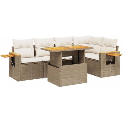 vidaXL 5-tlg. Garten-Sofagarnitur mit Kissen - Schwarz - Poly Rattan - Akazie vidaXL 5-tlg. Garten-Sofagarnitur mit Kissen - Schwarz - Poly Rattan - Akazie