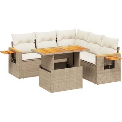 vidaXL Garten-Sofagarnitur mit Kissen - Beige & Creme vidaXL Garten-Sofagarnitur mit Kissen - Beige & Creme