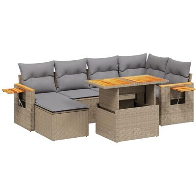 vidaXL 7-tlg. Garten-Sofagarnitur Beige - Mit Kissen vidaXL 7-tlg. Garten-Sofagarnitur Beige - Mit Kissen