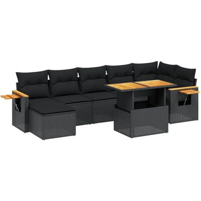 VidaXL Gartenmöbel-Set - Langlebiger PE Rattan - Verstellbarer Tisch - Schwarz - Gartenmöbel VidaXL Gartenmöbel-Set - Langlebiger PE Rattan - Verstellbarer Tisch - Schwarz - Gartenmöbel