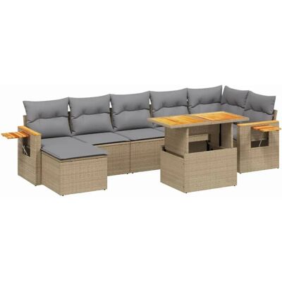 vidaXL 8-tlg. Garten-Sofagarnitur mit Kissen beige - Poly Rattan - 450533 vidaXL 8-tlg. Garten-Sofagarnitur mit Kissen beige - Poly Rattan - 450533
