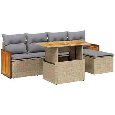 vidaXL Gartenmöbel-Set - 6-tlg. Beige Poly Rattan vidaXL Gartenmöbel-Set - 6-tlg. Beige Poly Rattan
