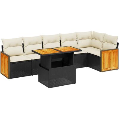 vidaXL 7-tlg. Gartenmöbel-Set - Schwarz - Wetterfester PE-Rattan vidaXL 7-tlg. Gartenmöbel-Set - Schwarz - Wetterfester PE-Rattan