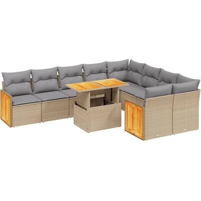 VidaXL Outdoor-Möbelset - Beige und Grau - Gartensofa-Set VidaXL Outdoor-Möbelset - Beige und Grau - Gartensofa-Set