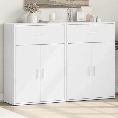 vidaXL Witte 2-delige sideboards van spaanplaat - Kast, Hoge kast, Opbergmeubel vidaXL Witte 2-delige sideboards van spaanplaat - Kast, Hoge kast, Opbergmeubel