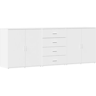 vidaXL Wit Engineered Hout 3-delig Dressoir - Opbergmeubel vidaXL Wit Engineered Hout 3-delig Dressoir - Opbergmeubel