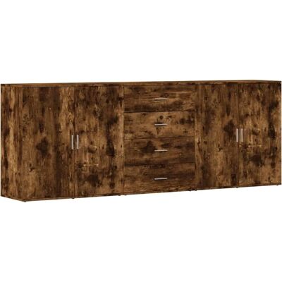 vidaXL 3-delige Smoked Oak Engineered Wood Sideboards vidaXL 3-delige Smoked Oak Engineered Wood Sideboards