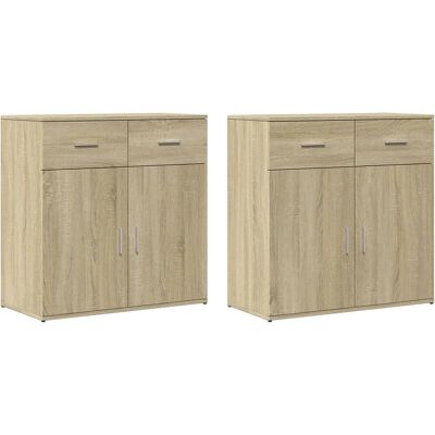 vidaXL Dressoir Sonoma Eiken - 2 stuks - 79x38x80 cm - Engineered Wood vidaXL Dressoir Sonoma Eiken - 2 stuks - 79x38x80 cm - Engineered Wood