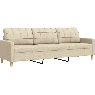 Vidaxl Bank - 3-zits Stoff Crema - Modern Ontwerp Vidaxl Bank - 3-zits Stoff Crema - Modern Ontwerp