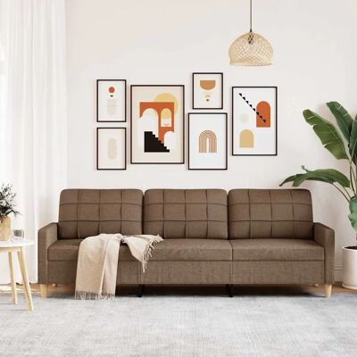 Vidaxl - Sofá de 3 plazas de tela marrón 210 cm Vidaxl - Sofá de 3 plazas de tela marrón 210 cm