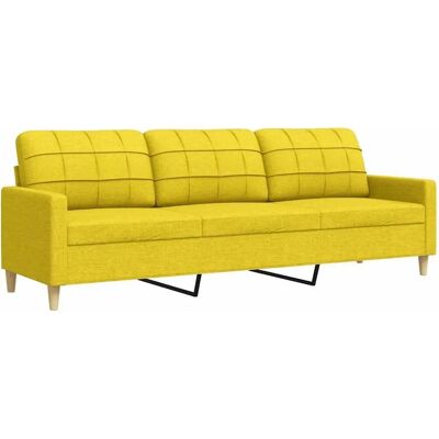 Sofá de Tela Amarillo Claro 3 Plazas - Sofá Sofá de Tela Amarillo Claro 3 Plazas - Sofá