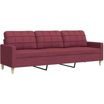 Vidaxl Sofá de 3 Plazas Rojo Tinto - Sofá Vidaxl Sofá de 3 Plazas Rojo Tinto - Sofá