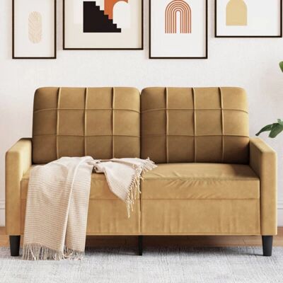 Vidaxl - Canapé 2 Places Velours Marron 120cm - Mobilier - Publicité Vidaxl - Canapé 2 Places Velours Marron 120cm - Mobilier - Publicité