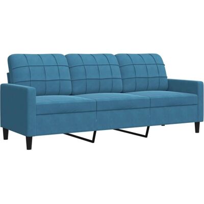 Vidaxl Blau Samtsofa 3-Sitzer - Möbel Vidaxl Blau Samtsofa 3-Sitzer - Möbel
