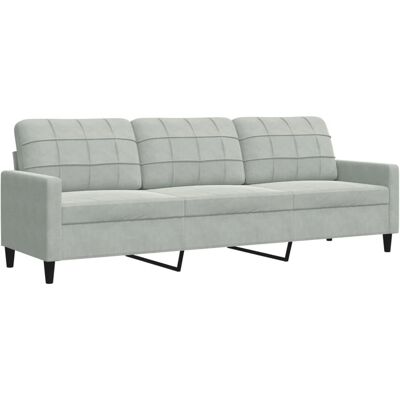 Sofá de Terciopelo Gris Claro de 3 Plazas - Sofá Sofá de Terciopelo Gris Claro de 3 Plazas - Sofá