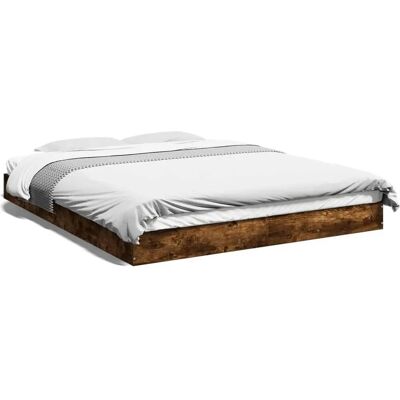 vidaXL Bed Frame - Smoked Oak - 160x200 cm - Modern Minimalist vidaXL Bed Frame - Smoked Oak - 160x200 cm - Modern Minimalist