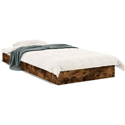 vidaXL Bedframe Gerookte Eik 75x190 cm Modern Minimalistisch vidaXL Bedframe Gerookte Eik 75x190 cm Modern Minimalistisch