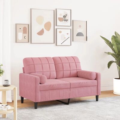 Canapé Velours Rose 2 Places - Mobilier Salon - Publicité Canapé Velours Rose 2 Places - Mobilier Salon - Publicité