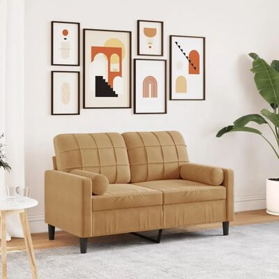 Vidaxl Canapé 2 Places Velours Marron 120cm - Sofa - Publicité Vidaxl Canapé 2 Places Velours Marron 120cm - Sofa - Publicité